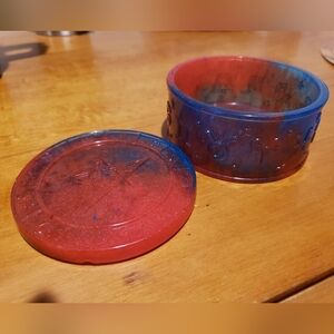 Red & Blue Resin Stash Container • Pentagram Lid • Handmade Astrology Box